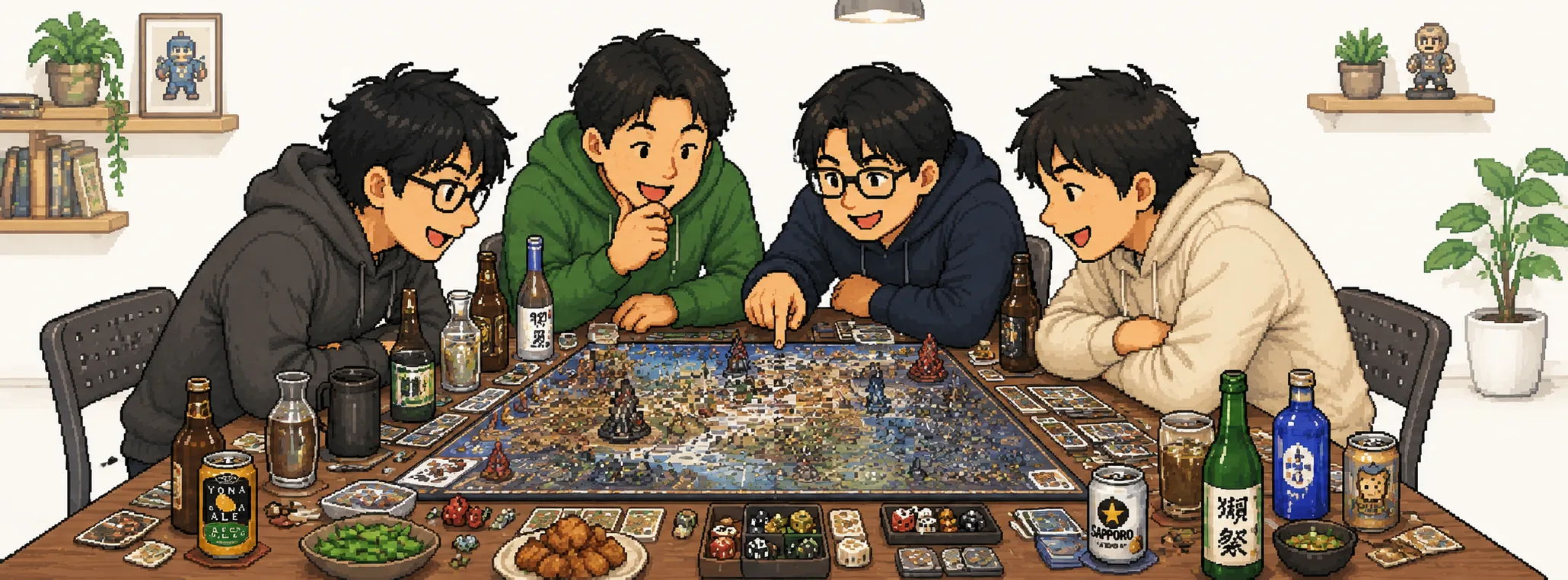 友人グループ・同窓会でボードゲームを遊ぶ様子