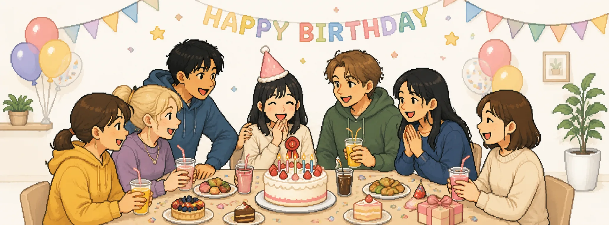 誕生日会でボードゲームを遊ぶ様子